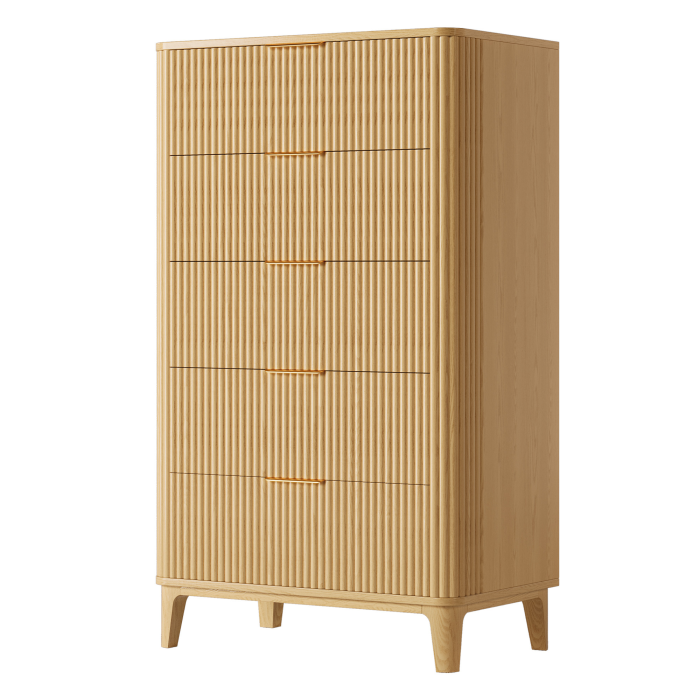UGTOO 45.2In Modern 5-Drawer Chest with Grooved Panels