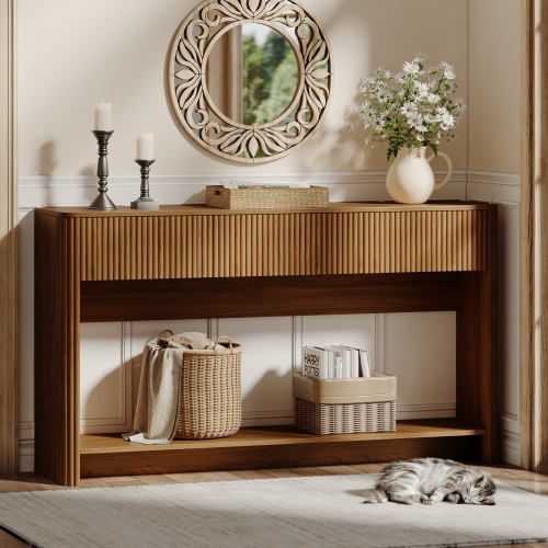 UGTOO 47.2In Modern Slim Console Table with 3 Storage Drawers