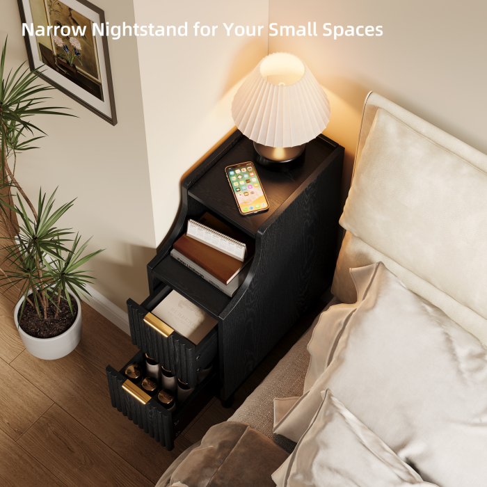 UGTOO 2PC 7.87Inch Narrow High Gap Nightstands