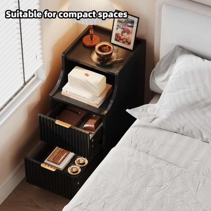 UGTOO 2PC 11.81Inch Narrow Gap Nightstands