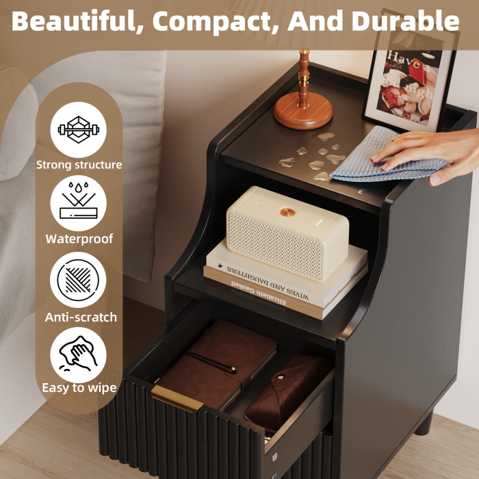 UGTOO 2PC 11.81Inch Narrow Gap Nightstands