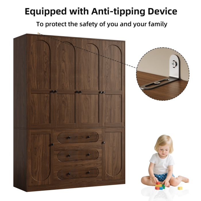 UGTOO 55.1Inch 4-Doors Large Wardrobe