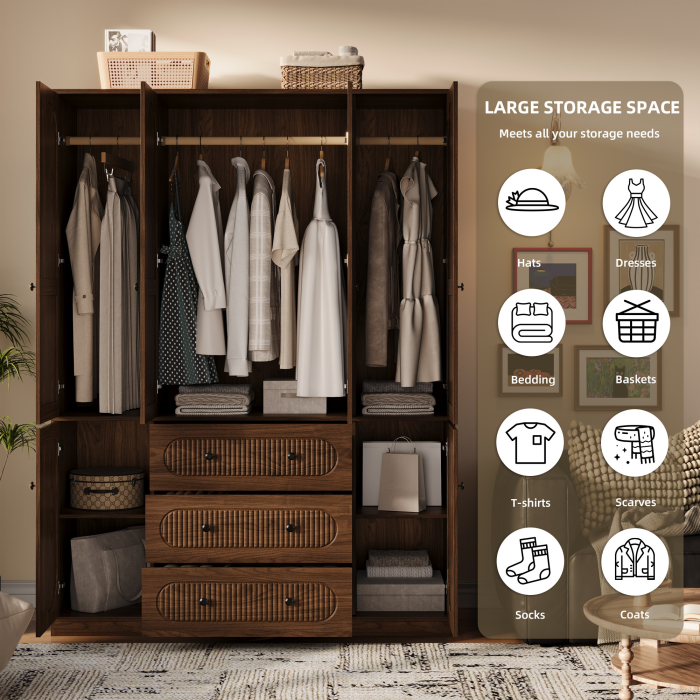 UGTOO 55.1Inch 4-Doors Large Wardrobe