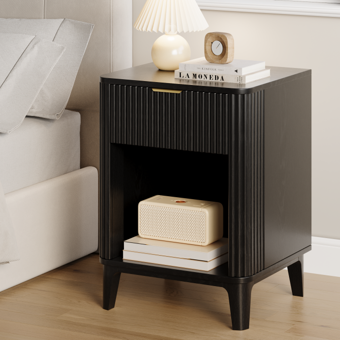UGTOO 15.75In Modern Nightstands Set of 2 with Fluted Drawer