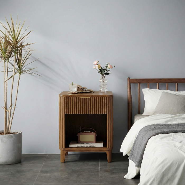 UGTOO 15.75In Modern Nightstands Set of 2 with Fluted Drawer