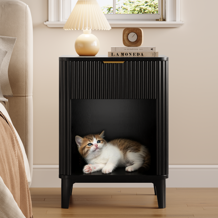 UGTOO 15.75In Modern Nightstands Set of 2 with Fluted Drawer