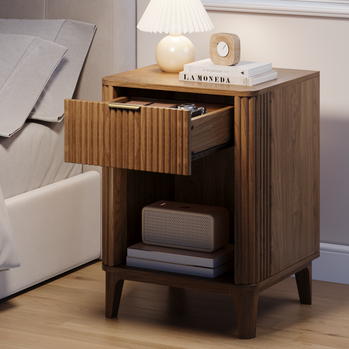 UGTOO 15.75In Modern Nightstands Set of 2 with Fluted Drawer