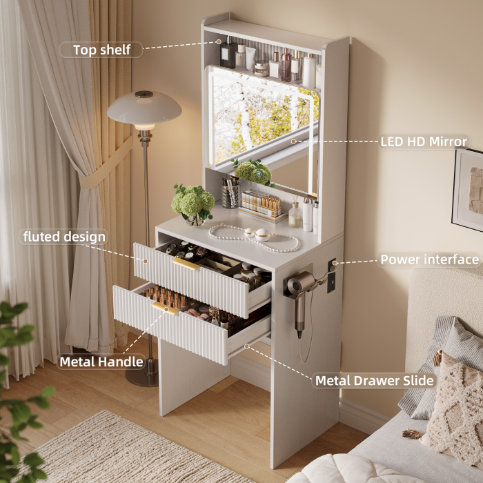 UGTOO 21.65 Inch 3-in-1 2-Drawers Vanity