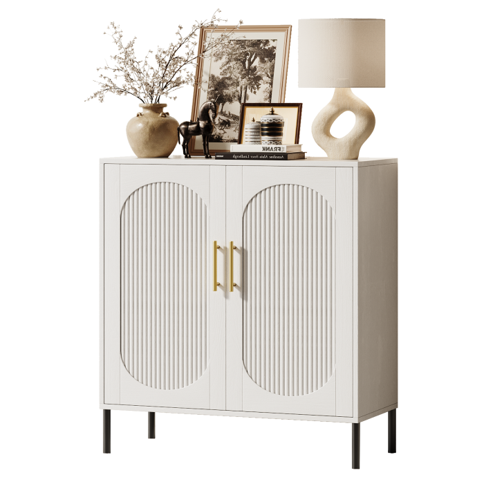 UGTOO 30.71In Modern Arched Fluted 2-Door Accent Cabinet with Adjustable Shelf