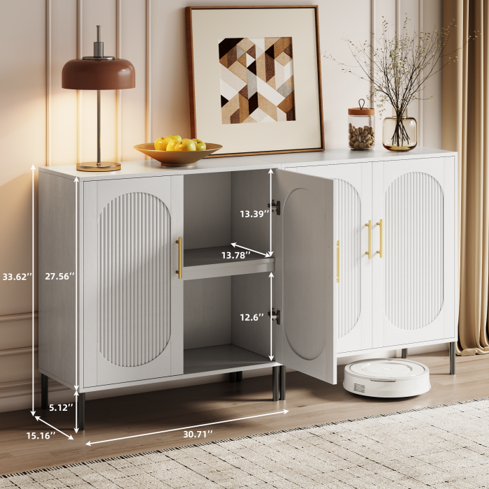 UGTOO 30.71In Modern Arched Fluted 2-Door Accent Cabinet with Adjustable Shelf