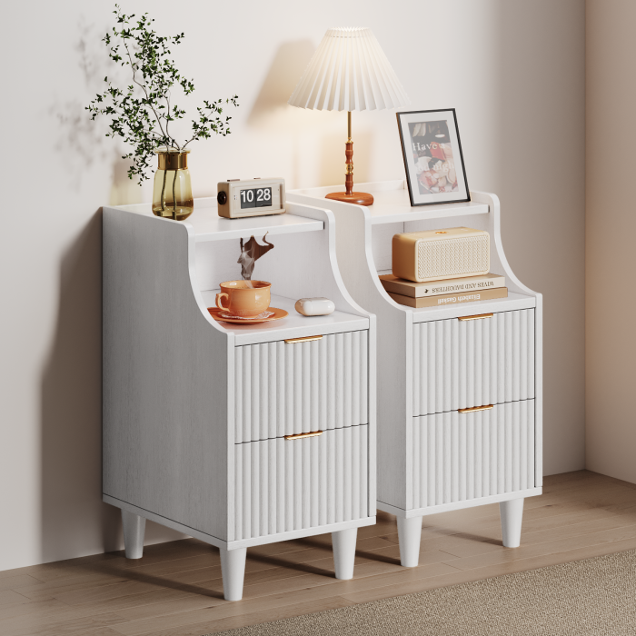 UGTOO 2PC 7.87Inch Narrow High Gap Nightstands