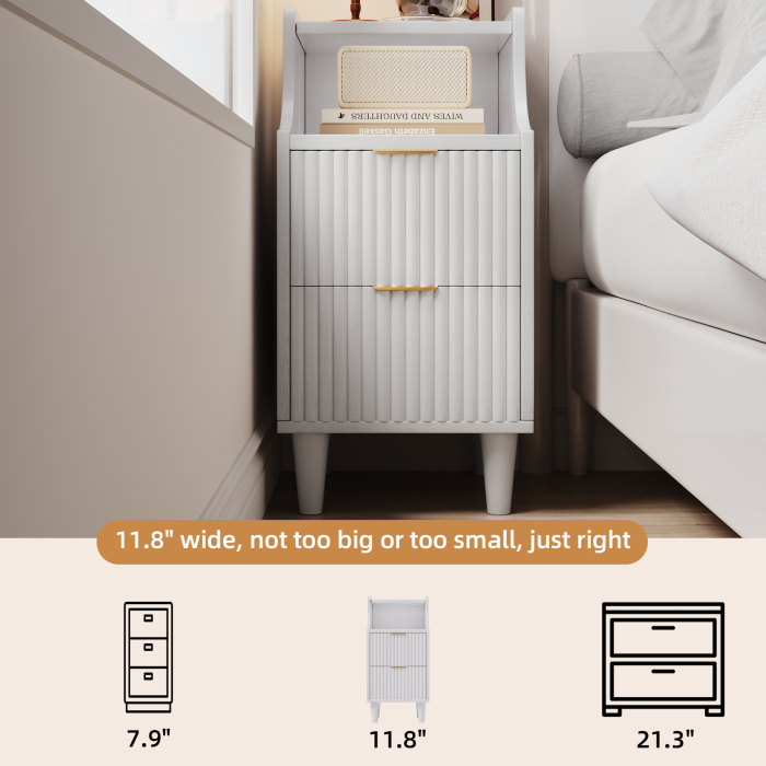 UGTOO 2PC 7.87Inch Narrow High Gap Nightstands