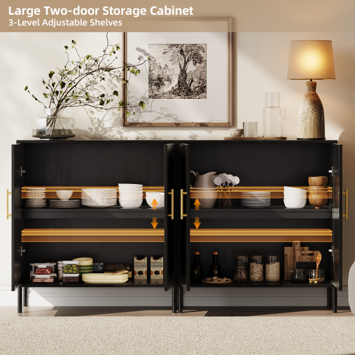 UGTOO 30.71In Modern Arched Fluted 2-Door Accent Cabinet with Adjustable Shelf