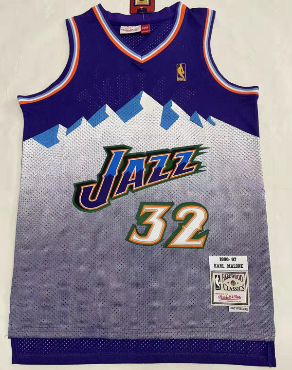 1996/97 Jazz MALONE #32 Snow Mountain Edition Purple Mitchell Ness Retro Jerseys 刺绣