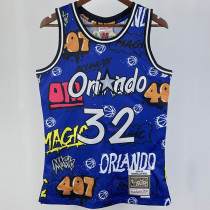 1994/95 Hawks ONEAL #32 Blue Retro NBA Jerseys 热压