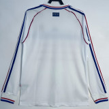 1998 France Away White Long Sleeve Retro Soccer Jersey