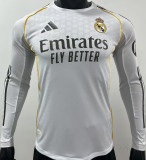2025/26 RM Home White Long Sleeve Player Version Soccer Jersey