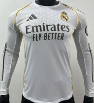 2025/26 RM Home White Long Sleeve Player Version Soccer Jersey
