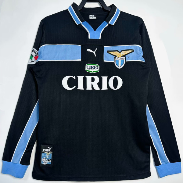 1998/99 Lazio Away Black Retro Long Sleeve Soccer Jersey