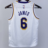 Lakers JAMES #6 White Kids NBA Jersey 热压