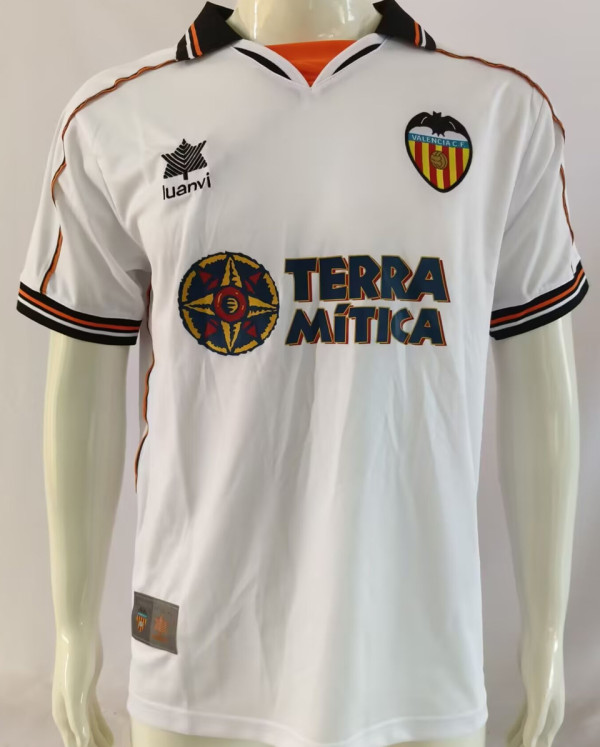 1999/2000 Valencia Home White Retro Soccer Jersey