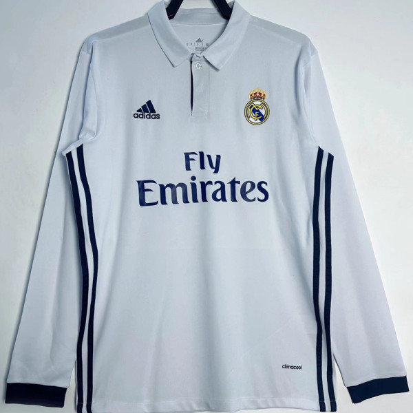 2016/17 RM White Home Retro Long Sleeve Soccer Jersey