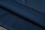 2024 France Sapphire Blue Hoody Zipper Jacket Tracksuit  有半拉链