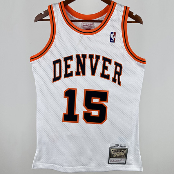 2006/07 Nuggets ANTHONY #15 White Retro NBA Jerseys 热压