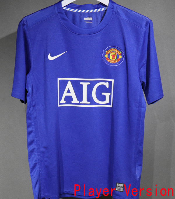 2008/2009 M Utd Third Blue Retro Player Version Soccer Jersey 球员版