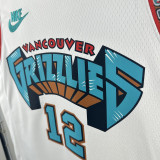 2025 Grizzlies MORANT #12 White Retro NBA Jerseys Hot Pressed