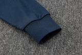2024 France Sapphire Blue Hoody Zipper Jacket Tracksuit  有半拉链