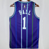 2020 Hornets BALL #1 Purple Retro NBA Jerseys