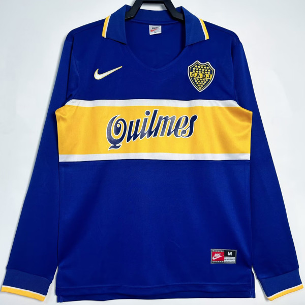 1996/97 Boca Home Blue Retro Long Sleeve Soccer Jersey