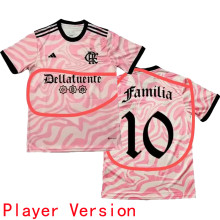 Familia #10 Flamengo Pink Player Version Soccer Jersey 2023 带胸前广告 球员版 ★★