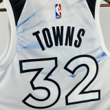 2025 Timberwolves TOWNS #32 White City Edition NBA Jersey