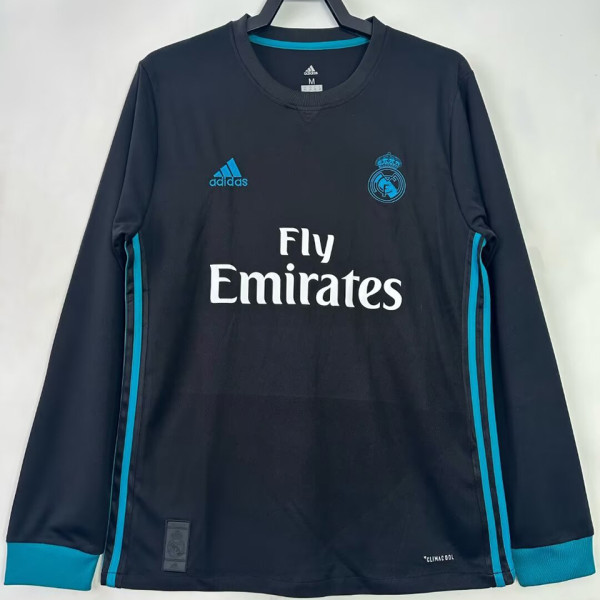 2017/18 RM Away Black Retro Long Sleeve Soccer Jersey