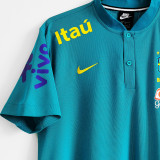 2021/22 Brazil Light Blue POLO Soccer Jersey有钮