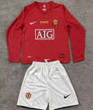 2007/08 M Utd Home Red Retro Kids Long Sleeve Soccer Jersey 长袖