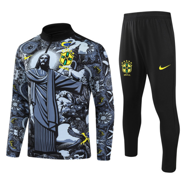 2025 Brazil Black Sweater Tracksuit
