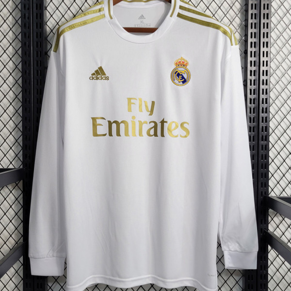 2019/20 RM Home White Long Sleeve Retro Soccer Jersey