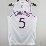 Timberwolves EDWARDS #5 White NBA Jerseys