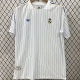 2025/26 RM Retro Style White Fans Soccer Jersey 白衣蓝三边