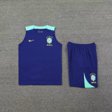 2025 Brazil Sapphire Blue Vest Training Jersey(A Set)
