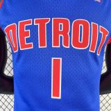 2008/09 Pistons IVERSON #1 Blue Retro NBA Jerseys 热压
