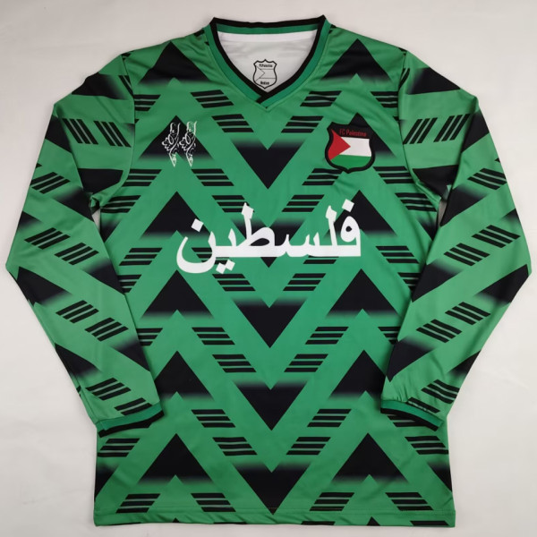 2025 Palestine Retro Style Long Sleeve Soccer Jersey
