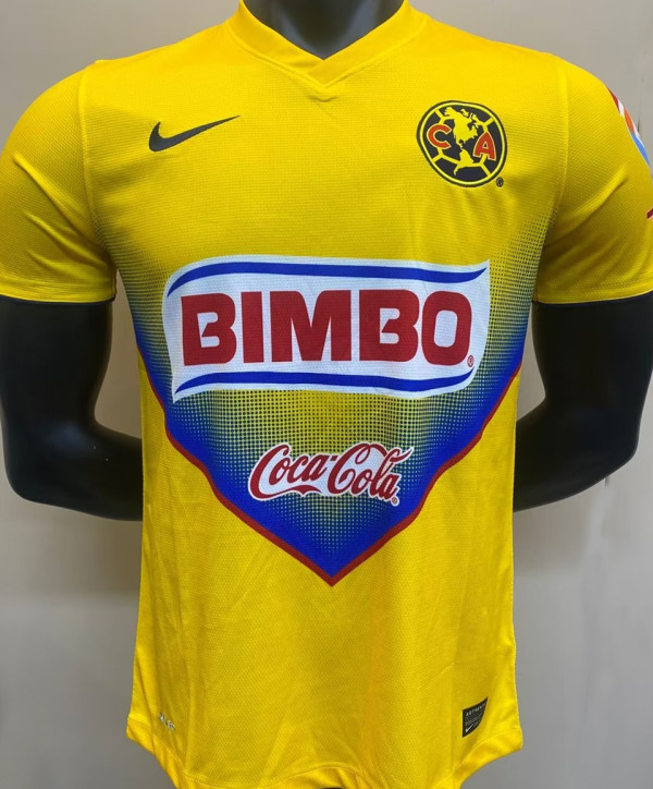 2013/14 Club America Home Yellow Retro Soccer Jersey