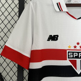 2024/25 Sao Paulo 1:1 Home White Fans Soccer Jersey  (All Sponsor 全广告)