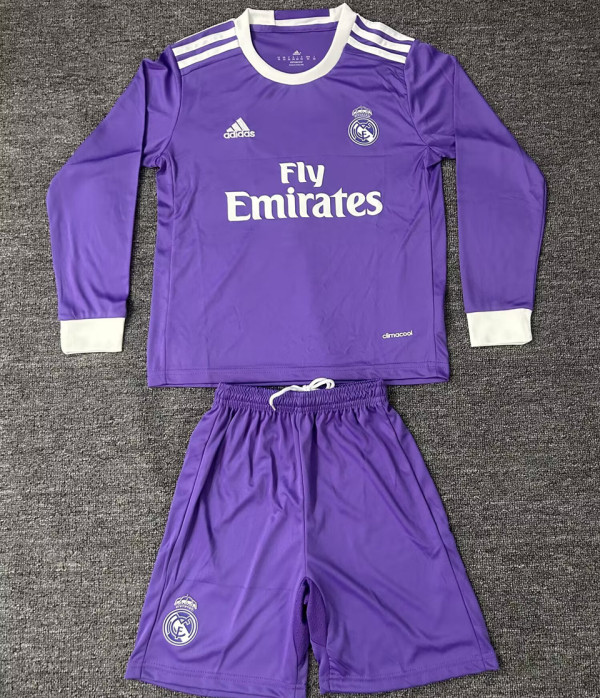 2016/17 RM Away Retro Kids Long Sleeve Soccer Jersey 长袖