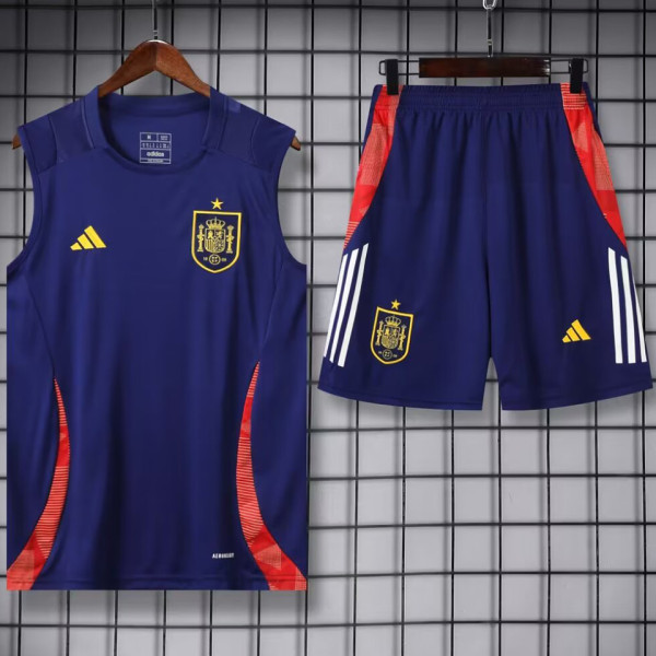 2025  Spain Sapphire Blue Vest Training Jersey(A Set)