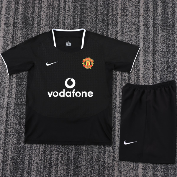 2003/2005 M Utd Away Black Retro Kids Soccer Jersey